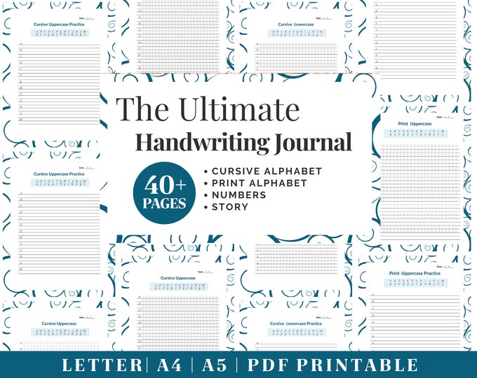 Printable Handwriting Practice Guide | Neat Handwriting Worksheet | Adult Handwriting Workbook | Penmanship Practice | Cursive Worksheets