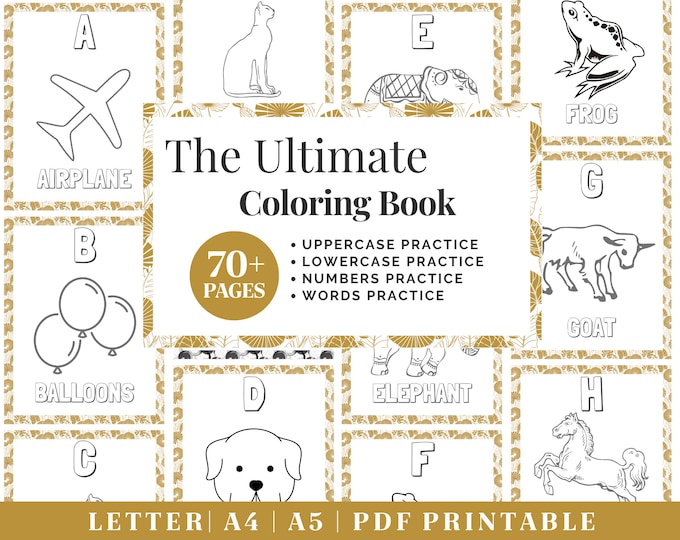 Kids Coloring Pages | Printable Kids Activity Book | Preschool ABC Coloring Book | Alphabet PDF Worksheets | 1st Grade Kids Busy Book