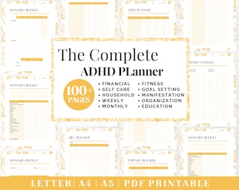 ADHD Planner Bundle | Adult ADHD Organization | Complete Life Planning | US Letter, A4, A5 Journal Template