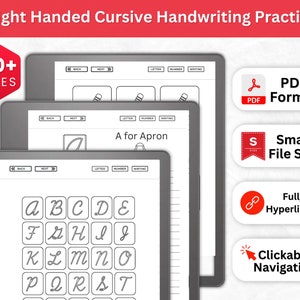 Handwriting Practice Worksheets For Kindle Scribe | Kindle Scribe Template | Neat Handwriting Workbook | Right Handed Cursive Kindle Notes