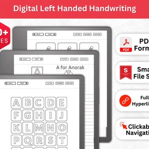 Handwriting Practice Worksheets For Kindle Scribe | Kindle Scribe Template | Neat Handwriting Workbook | Left Handed Print Kindle Notes