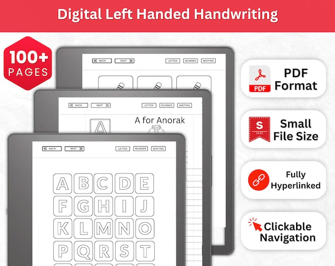 Handwriting Practice Worksheets For Kindle Scribe | Kindle Scribe Template | Neat Handwriting Workbook | Left Handed Print Kindle Notes