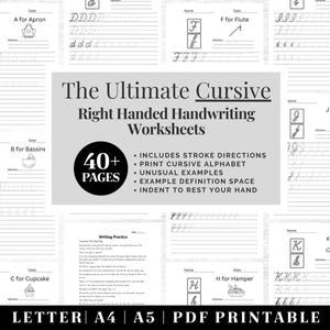 Cursive Handwriting Practice Worksheets | Printable Neat Handwriting Workbook | Right Hand Adult Hand Cursive Workbook | Penmanship Practice