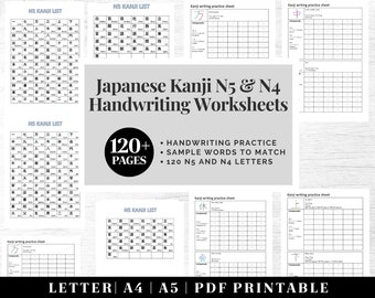 Werkboek Japanse taal | Afdrukbare Japanse kalligrafie | Kanji-letteroefening | Japanse alfabetsjabloon | Japans leren