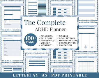ADHS Planer-Bundle | Erwachsene ADHS Organisation | Komplette Lebensplanung | US Letter, A4, A5 Journal Vorlage
