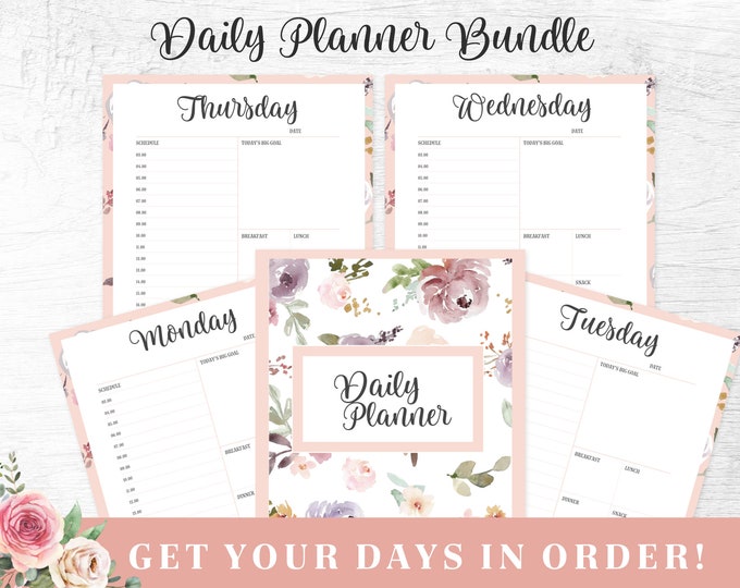 Productivity Planner Printable | Daily Organization Planner | Digital Download | US Letter, A4, A5 Journal Template | PDF