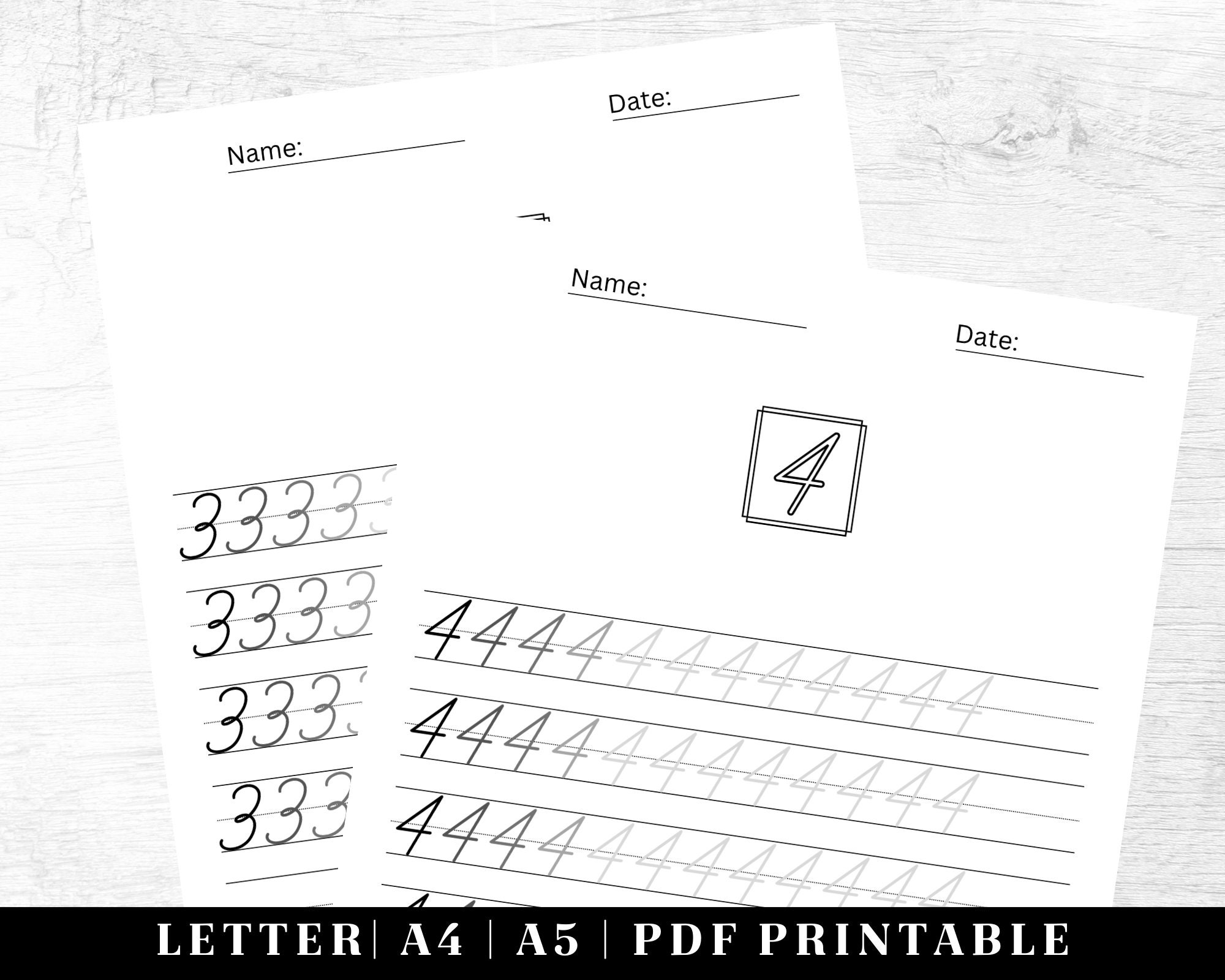 Cursive Handwriting Practice Worksheets Printable Neat Etsy