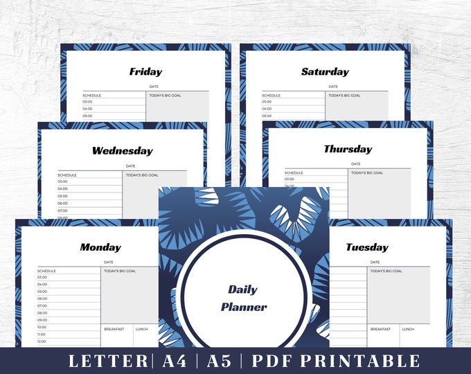 Productivity Planner Printable | Daily Organization Planner | Digital Download | US Letter, A4, A5 Journal Template | PDF
