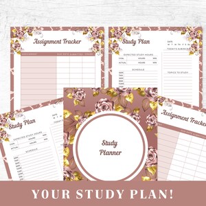 Study Planner Printable | Rose Gold Assignment Tracker | Digital ...