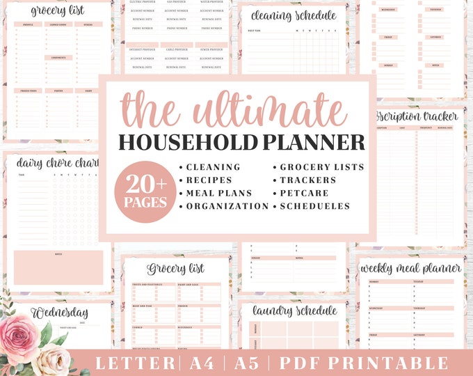 Household Planner Printable |Life Organizer Binder | Digital Download | Printable Planner | US Letter, A4, A5 Journal Template | PDF