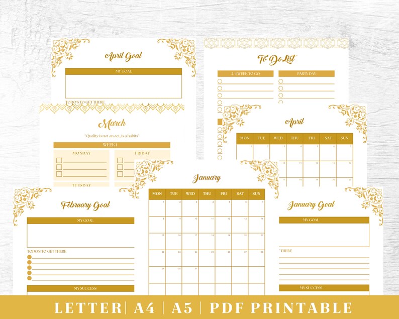 All in One 2024 Digital Planner Printable Monthly Planner Student