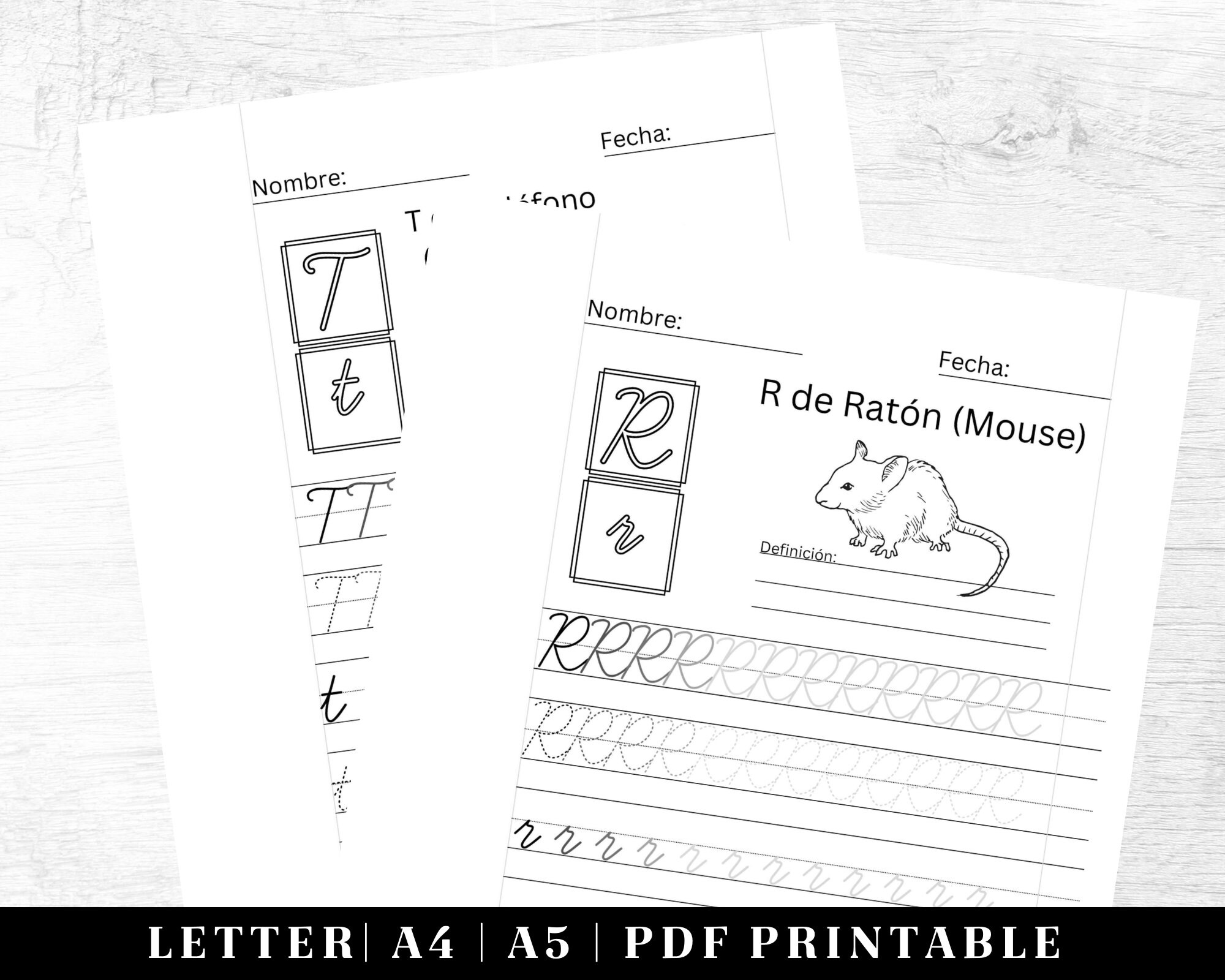 Spanish Cursive Handwriting Practice Worksheets Printable Neat