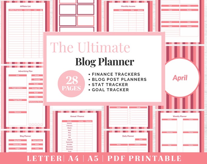 Printable Blog Planner | Business Planner | Productivity Planner | Blog Post Planner | Content Planner | Influencer Planner | Entrepreneur