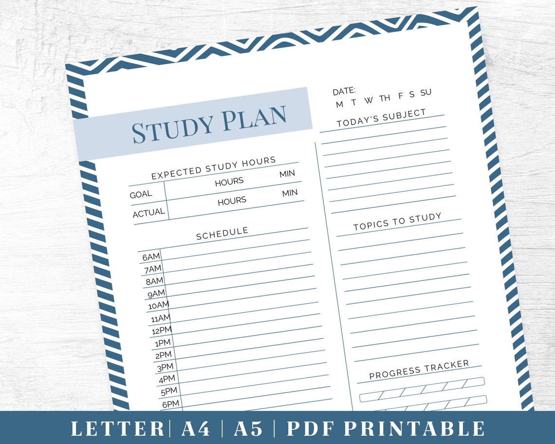 Study Planner Printable | Blue Assignment Tracker | Digital Download ...