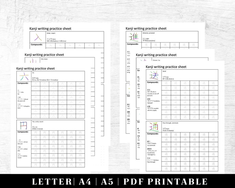 Japanese Language Workbook Printable Japanese Calligraphy Kanji Letter Practice Japanese Alphabet Template Learning Japanese 画像 2