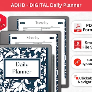 ADHD Planner for Kindle Scribe PDF | Undated Planner Scribe Template | Minimalist Digital Planner | Life Planner | Neurodivergent Journal
