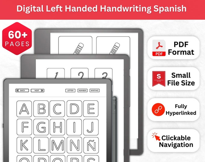 Spanish Handwriting Practice Worksheets - Kindle Scribe | Kindle Scribe Template| Neat Handwriting Workbook| Right Handed Print Kindle Notes