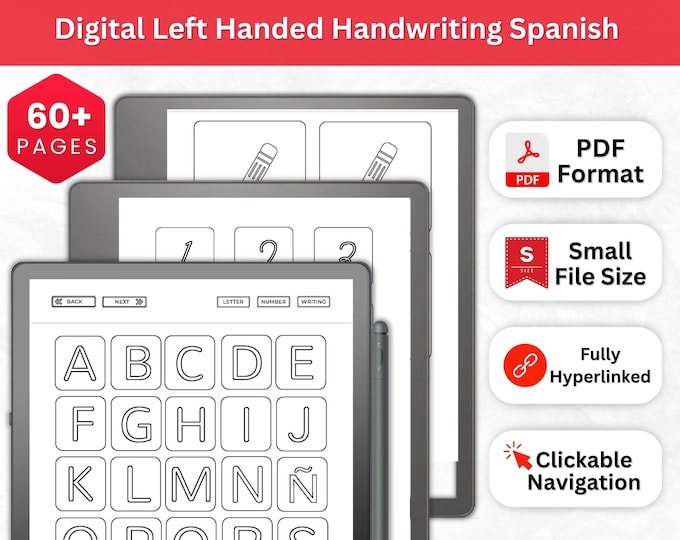 Spanish Handwriting Practice Worksheets - Kindle Scribe | Kindle Scribe Template| Neat Handwriting Workbook| Right Handed Print Kindle Notes