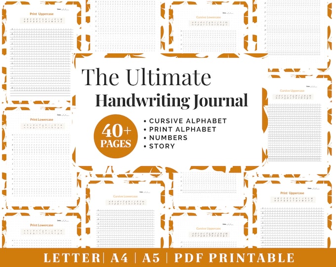 Printable Handwriting Practice Guide | Neat Handwriting Worksheet | Adult Handwriting Workbook | Penmanship Practice | Cursive Worksheets