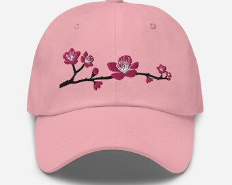 Cherry Blossom Cap, Cotton Canvas Baseball Cap With Japanese