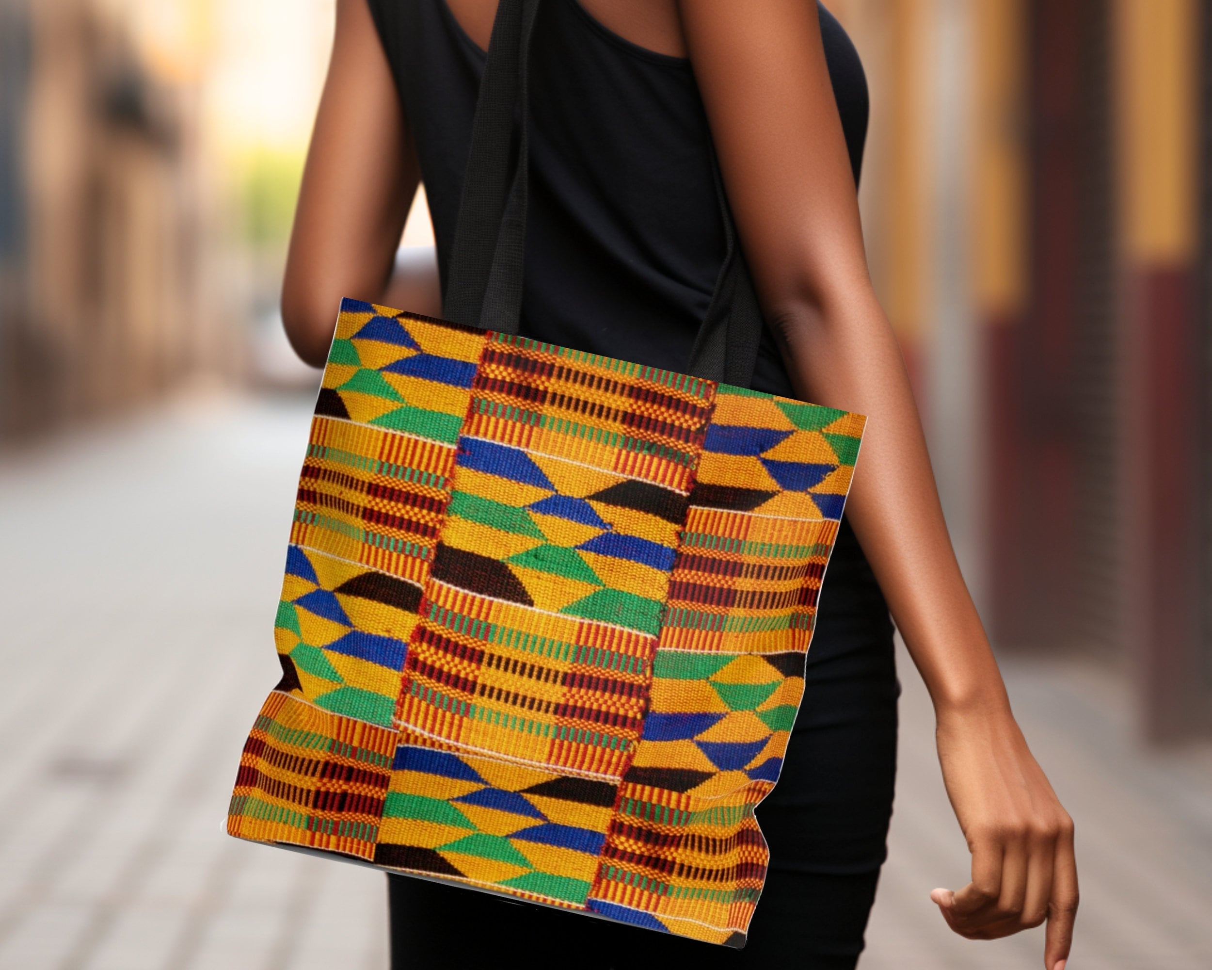 Hand Made Ghanian Kente Print Tote Bag | The Black Art Depot
