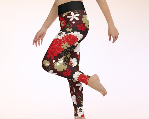 Leggings for Women Japan Flowers Yoga Clothing High Waist 