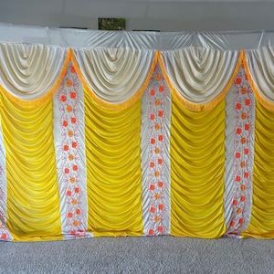 PLOUTUS 12x7 ft Wedding, Party, Events Backdrop, Indian Pooja Indian Decoration Fabrics Material - D#003