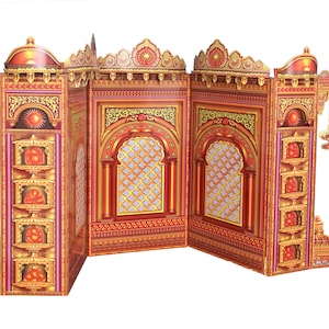 PLOUTUS - Jaipur Jali Makhar - Ecológico y plegable, material de cartón Ganpati Makhar, Pooja india, estilo indio