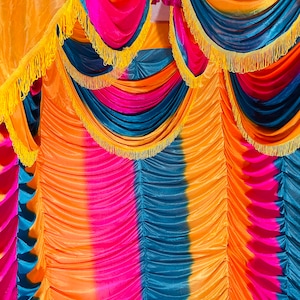 PLOUTUS 4x4x7 ft Square canopy, Wedding, Party, Events backdrop, Pooja decoration Fabrics Material - G#002