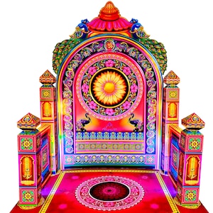 PLOUTUS - Fluorescent Makhar - Eco Friendly & Foldable, Ganpati Makhar Cardboard Material, Indian Pooja, Indian Style