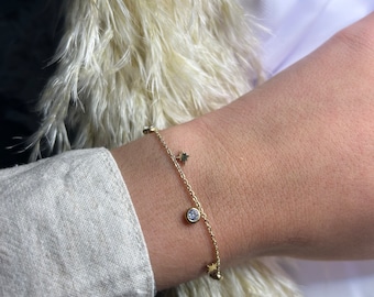 bracelet doré strass étoile constellation ajustable.