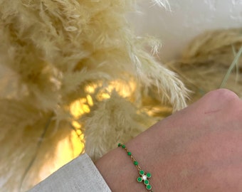 Bracelet chrétien vert croix