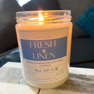 Fresh Linen Pet Odor Eliminating Soy Candle