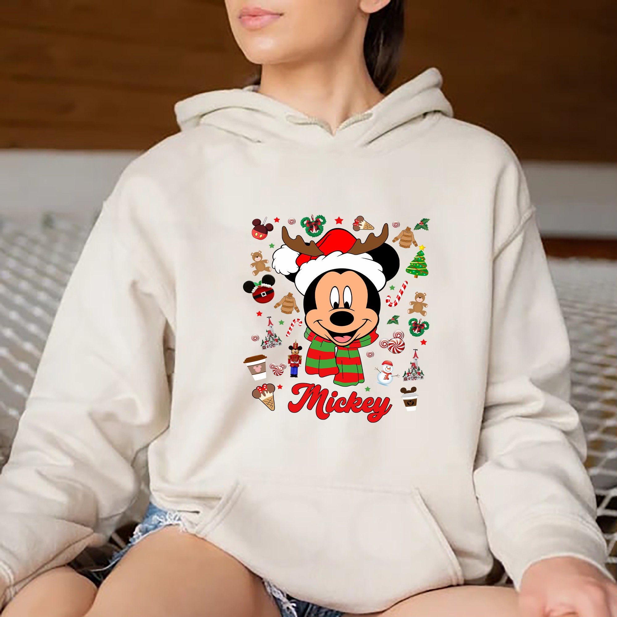 Disney Mickey Hoodie, Disney Character Christmas Sweatshirt