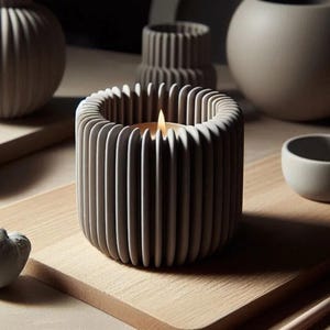 Modern ribbed candle holder