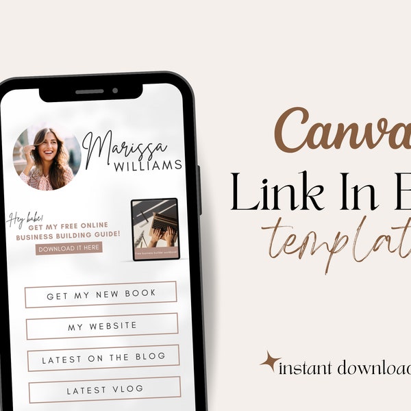 Link In Bio Template- Link In Bio Canva Template Perfect For Real Estate, Bloggers, LTK Canva Tempalte, Etsy Sellers, Instagram Bio Template