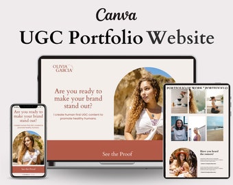 Plantilla de sitio web de portafolio UGC para Canva