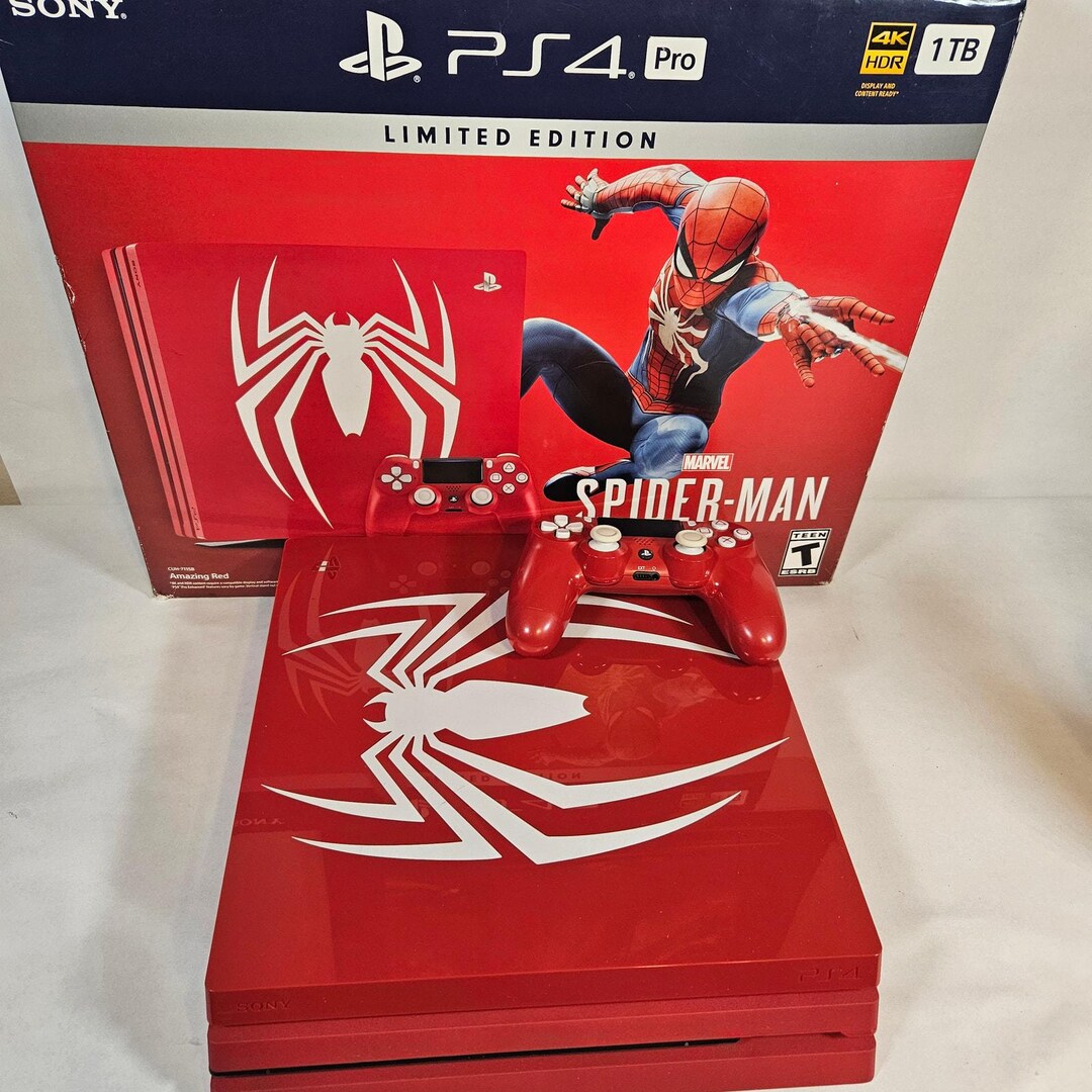 Playstation 4 Pro Marvel Spiderman Limited Edition Console 1TB Red PS4