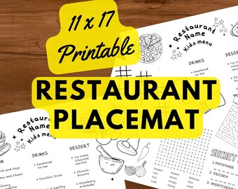 Kids Menu Placemat - Etsy