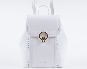 White Ladies Corneli Backpack, High Quality Leather, Christmas Gift for Her
