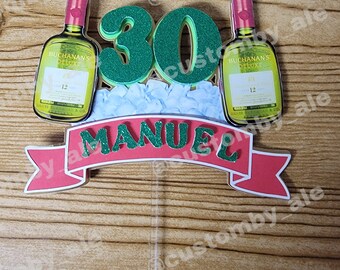 Buchanan's Cake Topper, Handmade Cardstock Decoration