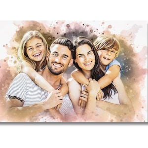 Gepersonaliseerd familieportret, aangepaste aquarel, vader-zoonportret, moeder-dochterportret, schilderij van foto, familietekening
