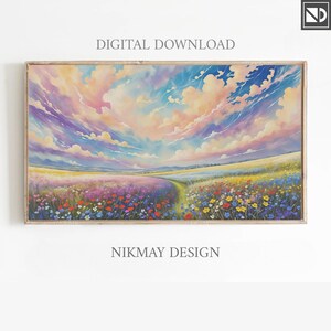 Spring Landscape Frame TV Art: Watercolor Meadow (Digital Download)