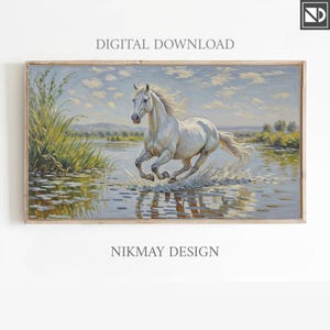 Samsung frame TV art landscape, frame TV art horses,frame TV art mothers day, frame tv art summer,frame tv art wildlife, horse on beach