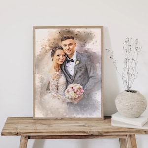 Personalized family portrait, custom watercolor painting, father-son portrait, mother-daughter portrait, painting from photo, family drawing