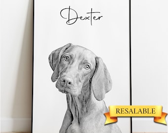 Personalized pet memorial portrait, custom pet gift, Personalized dog portrait, Cat wall art, Dog sketch from photo, Pet loss, Dog Sympathy