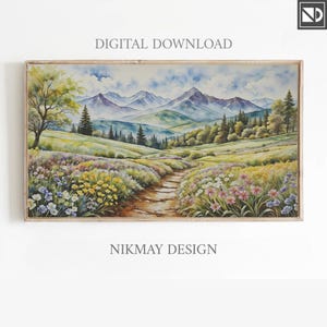 Watercolor Spring Landscape Frame TV Art (Digital Download)