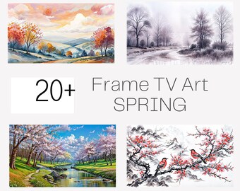 Spring Frame TV Art Bundle: Vintage Mountain, Lake, Meadow (Digital Download)