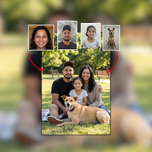 Add person to photo, Realistic merge, combine family picture, add loved one image, add deceased person, merge multiple pics, Custom Memorial