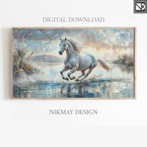 Samsung frame TV art landscape, frame TV art horses,frame TV art mothers day, frame tv art summer,frame tv art wildlife, horse on beach